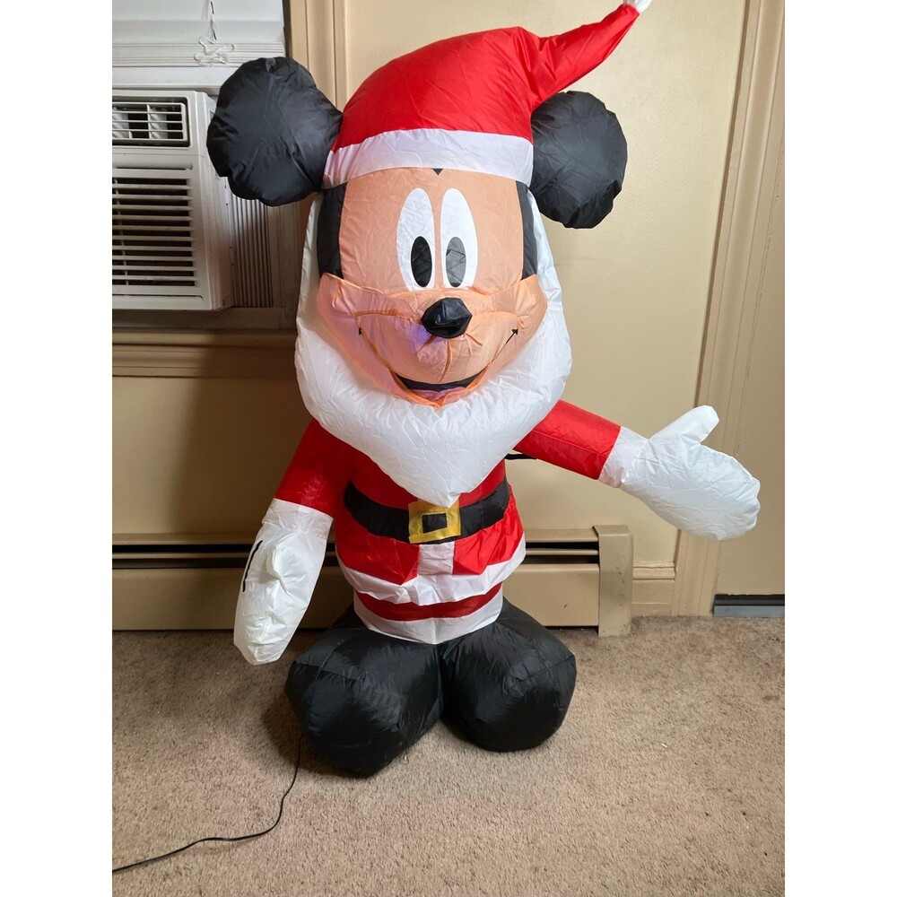 Disney Gemmy Mickey Mouse Santa Air Blown Inflatable Plug In Light Up Yard 3.5'